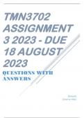 TMN3702 Assignment 3 2023 - Due 18 August 2023