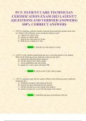 PCT: PATIENT CARE TECHNICIAN CERTIFICATION EXAM 2023 LATEST!!! (QUESTIONS AND VERIFIED ANSWERS) 100% CORRECT ANSWERS