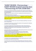 *HURST REVIEW - Pharmacology / HURST REVIEW Q bank/Customize Quiz – Pharmacology ACTUAL EXAM 2023. 