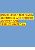 NAEMSE LEVEL 1 TEST REVIEW  QUESTIONS AND CORRECT ANSWERS FOR YEAR 2023 RATED A+. 