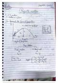 Handwritten Projectile Motion Notes and Practice Questions 