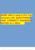 SERE 100.2 Level A Pre Test Answers 40+ QUESTIONS AND CORRECT ANSWERS RATED A++ 2023.