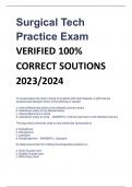 Surgical Tech  Practice Exam VERIFIED 100% CORRECT SOUTIONS  2023/2024