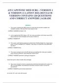 ATI CAPSTONE MED SURG (VERSION 1  & VERSION 2) LATEST 2022-2023 EACH  VERSION CONTAINS 120 QUESTIONS  AND CORRECT ANSWERS | AGRADE