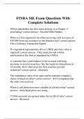 FINRA SIE Exam Questions With Complete Solutions