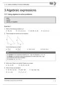 OCR GCSE MATHS EXAM :3.5 USING ALGEBRA TO SOLVE PROBLEMS(Algebraic expressions)A+GRADED QUESTIONS AND ANSWERS