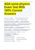 Bundle For AQA Physics Test 2023 EXAM QUESTIONS WITH 100% CORRECT ANSWERS