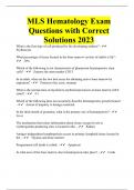 MLS Hematology Exam Questions with Correct Solutions 2023