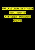 AQA GCSE CHEMISTRY Paper 1 & Paper 2 Higher Tier Question Paper + Mark scheme June 2022