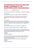 NC DRIVERS ED PRACTICE WRITTEN EXAM V1,V2 &V3 ANSWERS TO 300 ACTUAL EXAM QUESTIONS LATEST 2023-2024|PASS