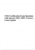 CMA Certification Exam Questions with Correct Answers 2023/2024