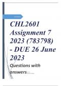 CHL2601 Assignment 7 2023 (783798) - DUE 26 June 2023