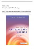Test Bank - Introduction to Critical Care Nursing, 7th and 8th Edition by Sole | All Chapters
