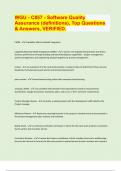 WGU - C857 - Software Quality  Assurance (definitions), Top Questions  & Answers, VERIFIED.