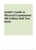 Seidel's Guide to Seidel's Guide to Physical Examination 9th Edition Ball Test BankPhysical Examination 9th Edition Ball Test Bank