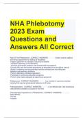 NHA Phlebotomy 2023 Exam Questions and Answers All Correct 