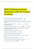 NHA Phlebotomy Exam Questions with All Correct Answers