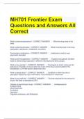 MH701 Frontier Exam Questions and Answers All Correct 