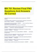 MH 701 Review Final FNU Questions And Answers All Correct 