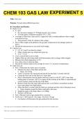 CHEM 103 Experiment 5 Gas laws : To learn about different gas laws (Portage learning)