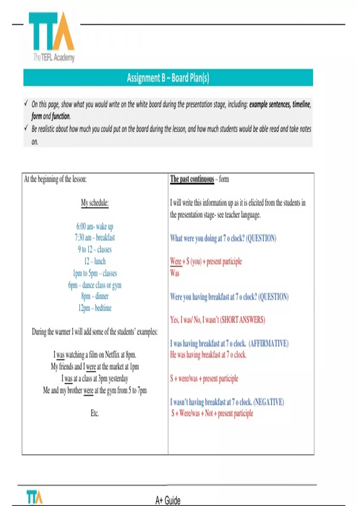 The Tefl Academy, Assignment B, Board Plan - The Tefl Academy, B, Board ...