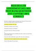 HESI HEALTH ASSESSMENT 2022-2024 TEST BANK QUESTIONS AND ANSWERS 100% CORRECT