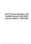 IACCP Exam Questions with Verified Answers 2023-2024 Latest Graded A+ 2023-2024 | IACCP Exam Questions with Correct Answers Latest | IACCP Exam Questions With Answers 2023-2024 | 100% Verified | IACCP Master Question Bank | Questions With Correct Answers 