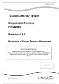 Tutorial Letter 001/3/2021 Compensation Practices HRM2603 Semesters 1 & 2  Department of Human Resource Management