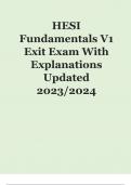 2023/2024 HESI Fundamentals V1 Exit Exam With Explanations Updated