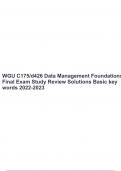 WGU C175/d426 Data Management Foundations Final Exam Study Review Solutions Basic key words 2022-2023.