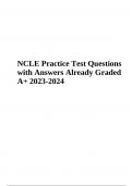 NCLE Practice Test 2023-2024 Questions with Answers Graded A+ 