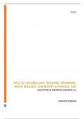 HESI A2 VOCABULARY, READING, GRAMMAR, MATH, BIOLOGY, CHEMISTRY & PHYSICS (V2) - QUESTIONS & ANSWERS (GRADED A+) UPDATED VERSION 2023