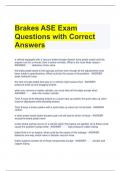 Brakes ASE Exam Questions with Correct Answers 