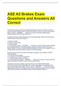 ASE A5 Brakes Exam Questions and Answers All Correct 