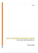 HESI A2 READING PASSAGES (V1&V2) - QUESTIONS & ANSWERS (SCORED A+) BEST UPDATE