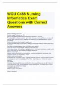 WGU C468 Nursing Informatics Exam Questions with Correct Answers 