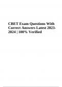 CBET Exam Sample Questions With Correct Answers Latest 2023- 2024 | 100% Verified