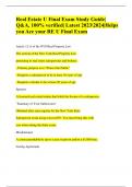 Real Estate U Final Exam Study Guide|Q&A, 100% verified| Latest 20232024|Helps you Ace your RE U Final Exam