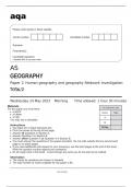 aqa AS GEOGRAPHY Paper 2 Human geography and geography fieldwork investigation ( 7036/2) May 2023 Question Paper
