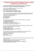 Pediatric Advanced Life Support Exam A and B  50 Questions and Answers