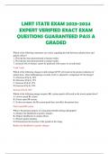 LMRT STATE EXAM 2023-2024 EXPERT VERIFIED EXACT EXAM QUESTIONS GUARANTEED PASS A GRADED