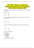 ATI TEAS - Science - Balancing Chemical Equations Exam Questions With Correct Answers 2023