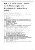 PNLE III for Care of Clients with Physiologic and Psychosocial Alterations (Part 1) 2023