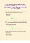 HESI OB/ HESI PEDIATRICS/ HESI MATERNITY EXAM |Version 1 | (All 55) QUESTIONS with VERIFIED ANSWERS| 2023/ 2024 Update