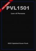 PVL1501  Updated Exam Pack (2024) Oct/Nov - Law Of Persons [A+]