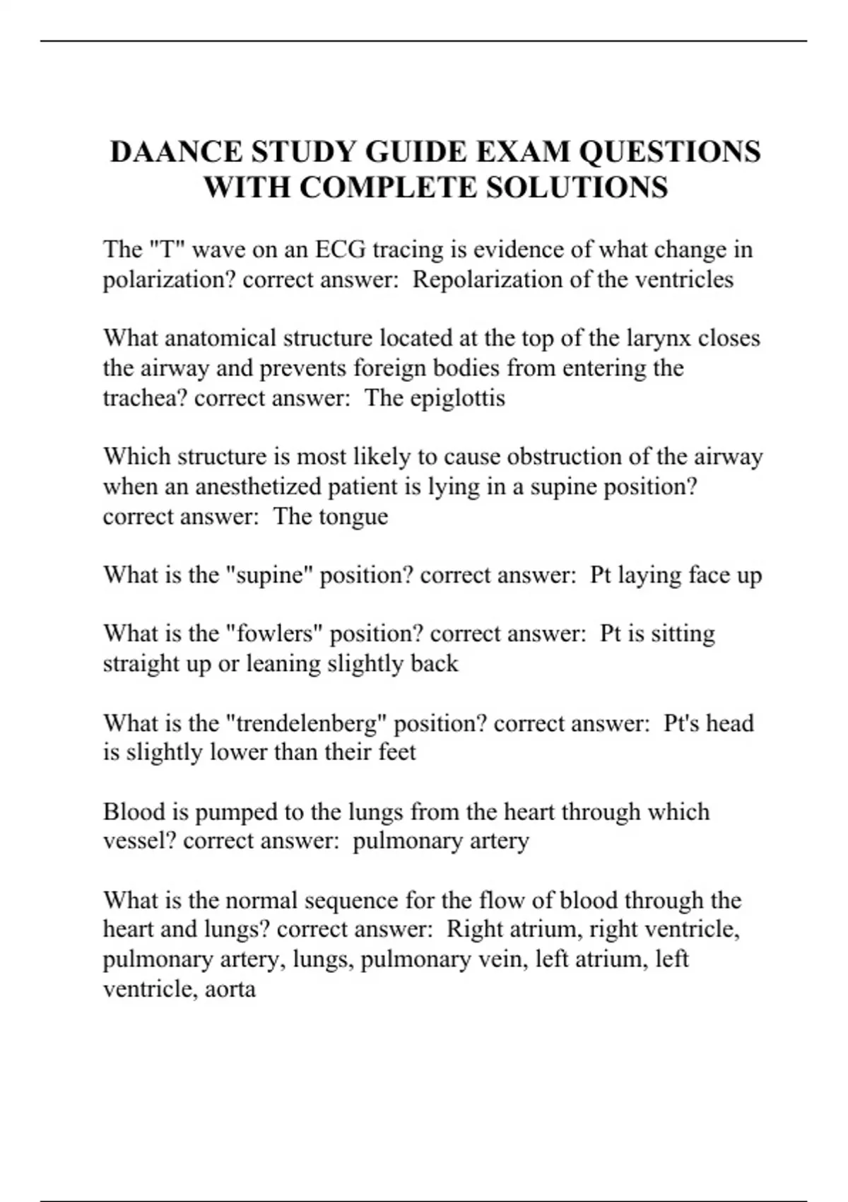 DAANCE STUDY GUIDE EXAM QUESTIONS WITH COMPLETE SOLUTIONS DAANCE