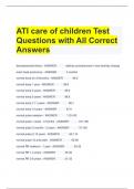 ATI care of children Test Questions with All Correct Answers