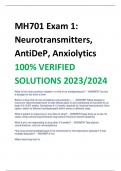 MH701 Exam 1:  Neurotransmitters,  AntiDeP, Anxiolytics 100% VERIFIED SOLUTIONS 2023/2024