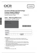 Product Design H40601 OCR  A Level in Design and Technology Updated Exam 100% Complete Ace Your Fisrt Attempt Secure A+