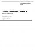 A-level GEOGRAPHY PAPER 1         PHYSICAL GEOGRAPHY Mark scheme-JUNE 2020 Additional specimen V1.1